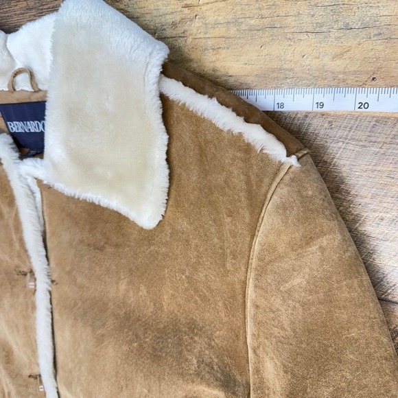 Bernardo Suede Sherpa Patchwork Coat Womens XLP Southwestern Fall Winter Warm - Picture 4 of 16